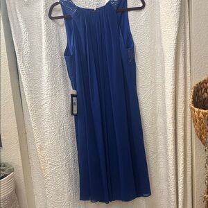 Lord & Taylor Royal Blue Sleeveless Chiffon Wedding Guest Dress Formal